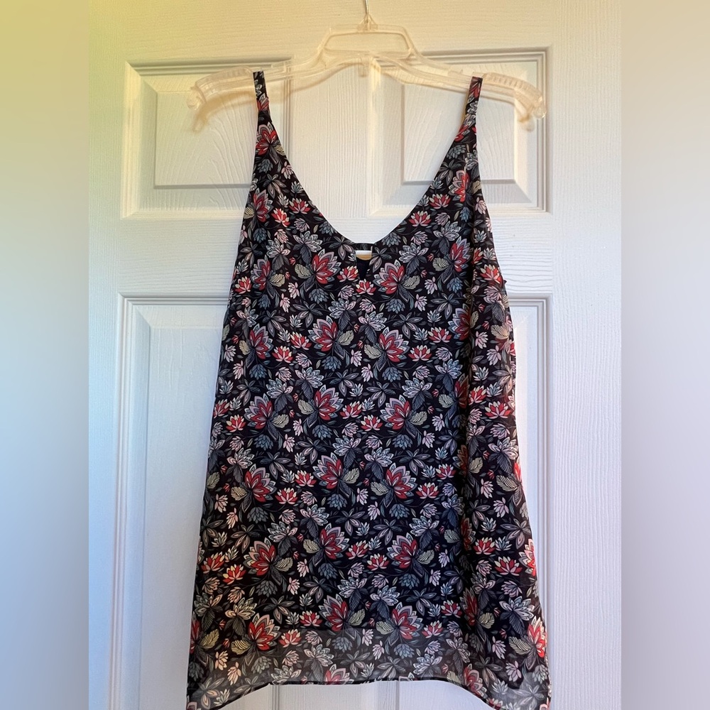 CAbi Black and Red Floral Camisole